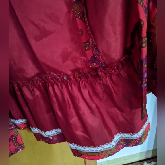 Vintage 60's 70's Nu-Mode boutique red Paisley Maxi dress - Picture 6 of 12